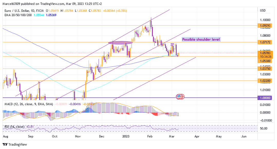 EUR/USD reached key support for a possible fall continuation